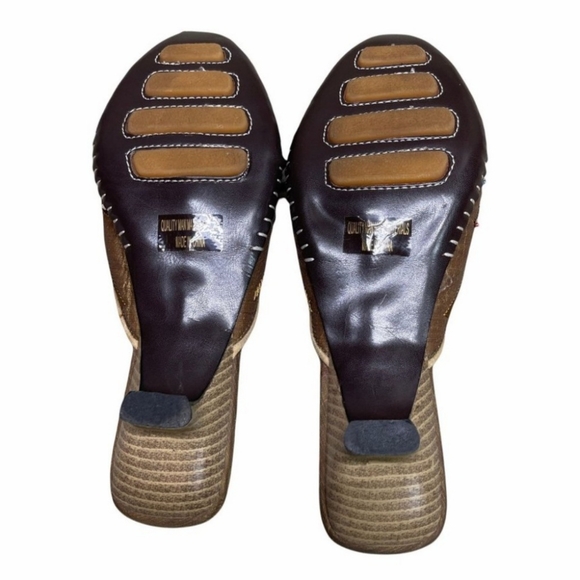 Go Max Brown Leather 90's Beaded Slip On Mule Size 8 - Picture 2 of 3